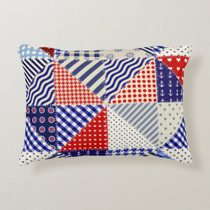Retro Patchwork Triangles Nautical Style Decorative Cushion