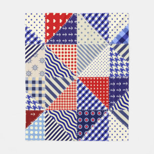 Retro Patchwork Triangles Nautical Style Fleece Blanket