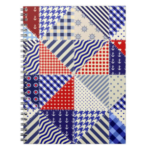 Retro Patchwork Triangles Nautical Style Notebook
