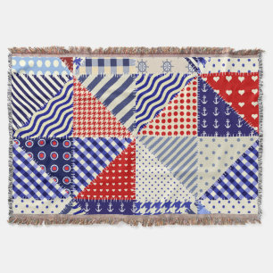 Retro Patchwork Triangles Nautical Style Throw Blanket