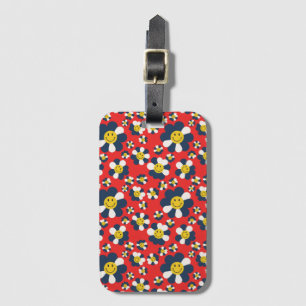 Retro Patriot Smiley Face Luggage Tag