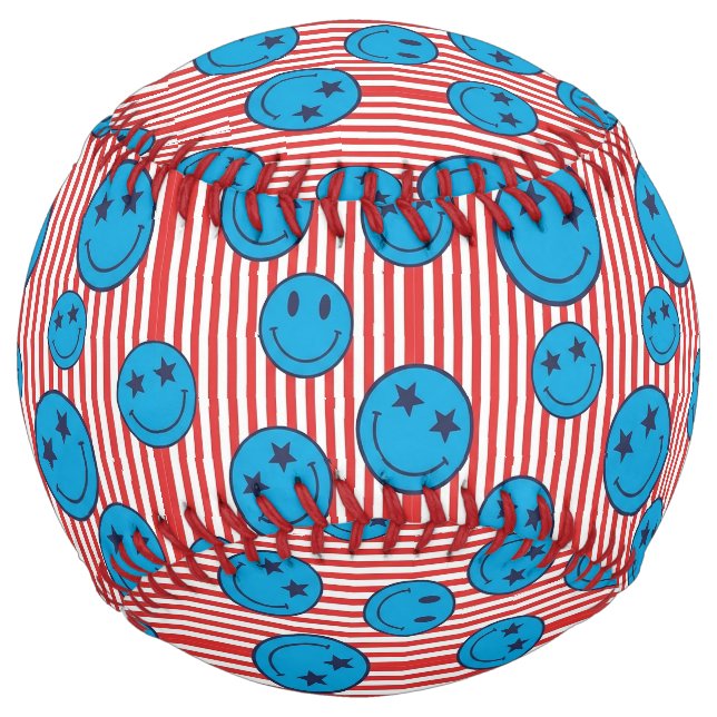 Retro Patriot Smiley Face Softball (Back)