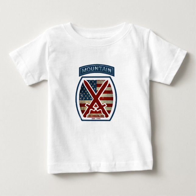 Retro Patriotic 10th Mountain Division Baby T-Shirt (Front)