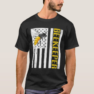 Retro Patriotic Beekeeper USA Flag Apiculturist T-Shirt
