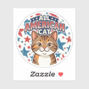 Retro Patriotic Cat Stars Background 4th of July