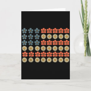 Retro Patriotic Daisy Flower American Flag Women 4 Card