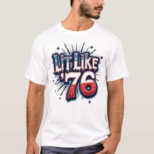 Retro Patriotic Gen Z Lit Like ’76 with Fireworks  T-Shirt