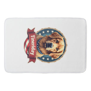 Retro Patriotic Golden Retriever Engraving Tee Bath Mat