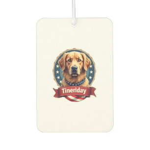 Retro Patriotic Golden Retriever Engraving Tee Car Air Freshener
