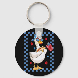 Retro Patriotic Goose Red White And Blue 4th Of Ju Key Ring