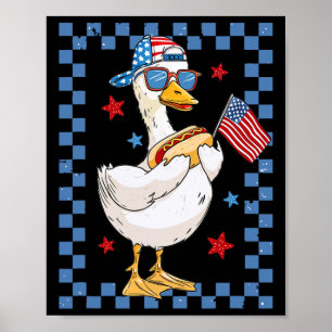 Retro Patriotic Goose Red White And Blue 4th Of Ju Poster