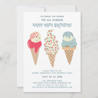 Retro Patriotic Ice Cream Cone 40th Birthday