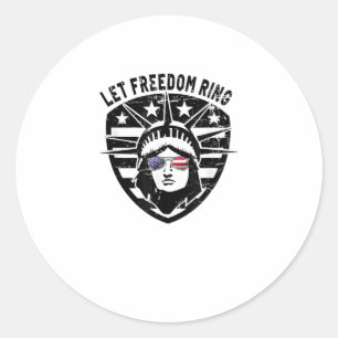 Retro Patriotic Let Freedom Ring July 4th Classic Round Sticker