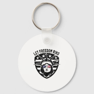 Retro Patriotic Let Freedom Ring July 4th Key Ring