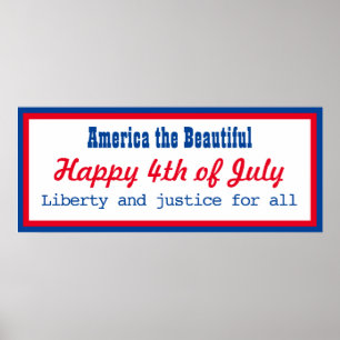 Retro Patriotic Red Blue White Happy 4th of July Poster