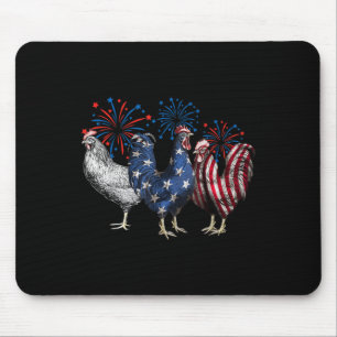Retro Patriotic Usa Chicken Usa Hen 4th Of July Fu Mouse Pad