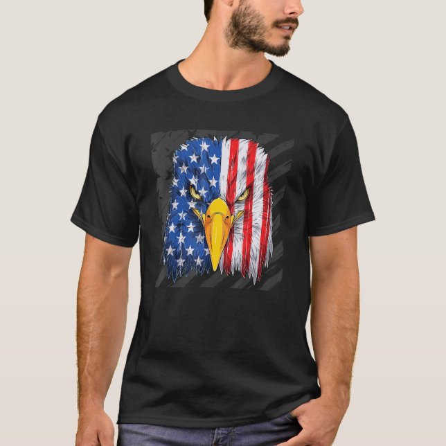 Retro Patriotic USA I American Flag I Retro 4th Ju T-Shirt (Front)