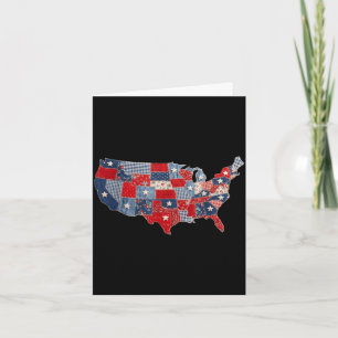 Retro patriotic usa map patchwork vintage americaR Card