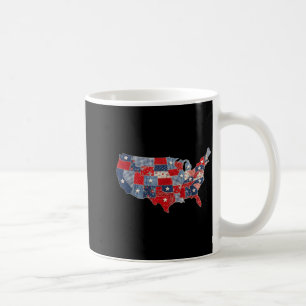 Retro patriotic usa map patchwork vintage americaR Coffee Mug