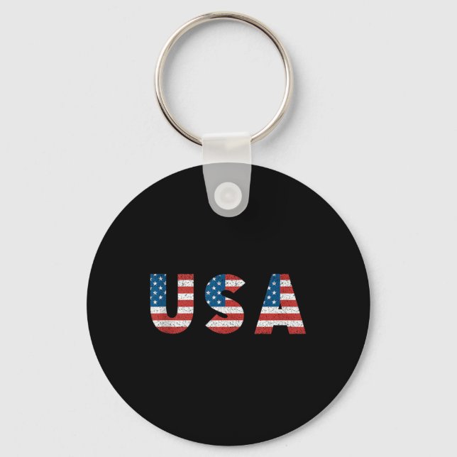 Retro Patriotic Usa National American Flag 20th Ja Key Ring (Front)