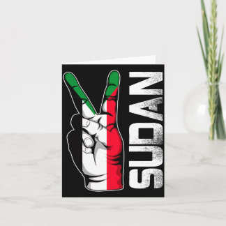 Retro Patriotic Victory Sudan Flag Fingers Card