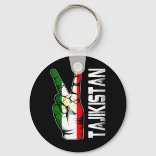 Retro Patriotic Victory Tajikistan Flag Fingers Key Ring