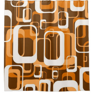 retro pattern 1971 orange shower curtain