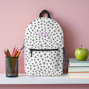 Retro Pattern and Lavender Monogram Personalised Printed Backpack