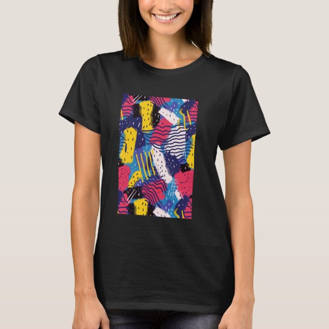 Retro Pattern Art 90s Theme Retrowave T-Shirt (Front)