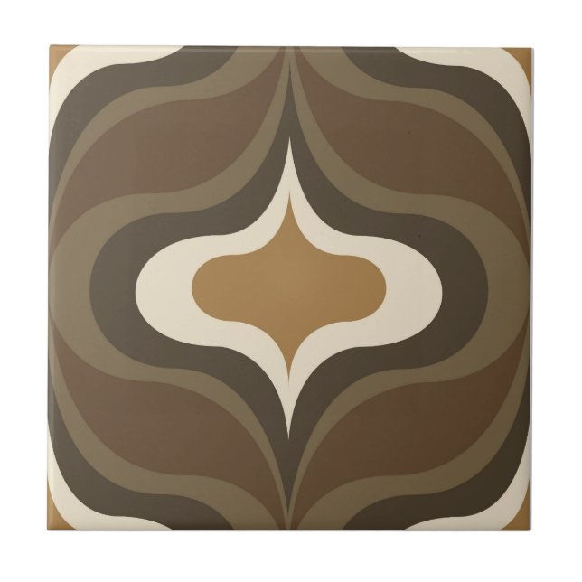 Retro Pattern Brown Ceramic Tile (Front)
