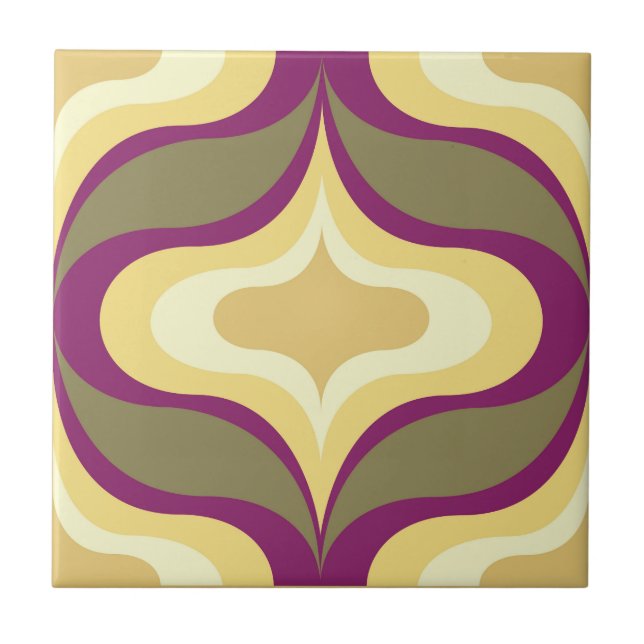 Retro Pattern Brown Green Ceramic Tile (Front)