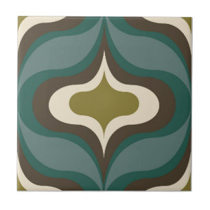 Retro Pattern Brown Green Ceramic Tile