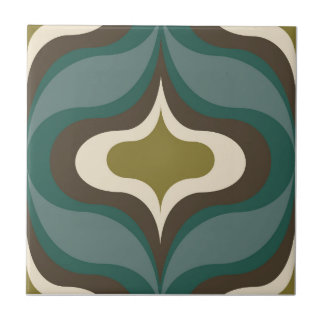 Retro Pattern Brown Green Ceramic Tile
