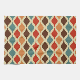 Retro pattern coloured tea towel