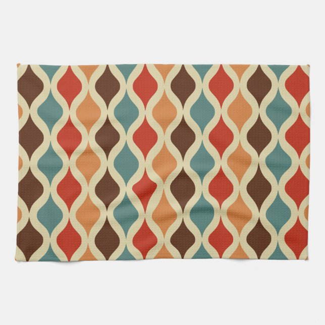 Retro pattern coloured tea towel (Horizontal)