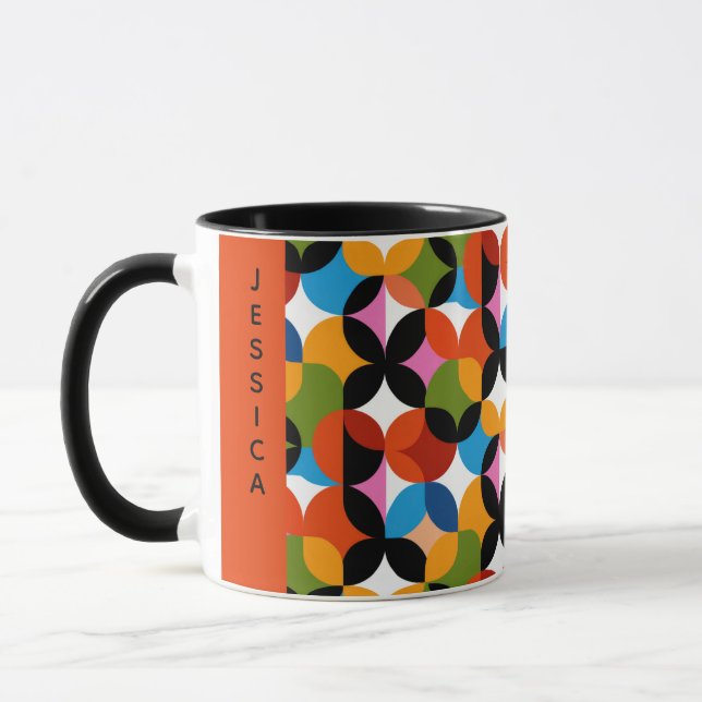 RETRO Pattern Colourful Mid Century Modern Name Mug (Left)