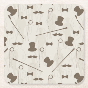 Retro pattern for man 2 square paper coaster