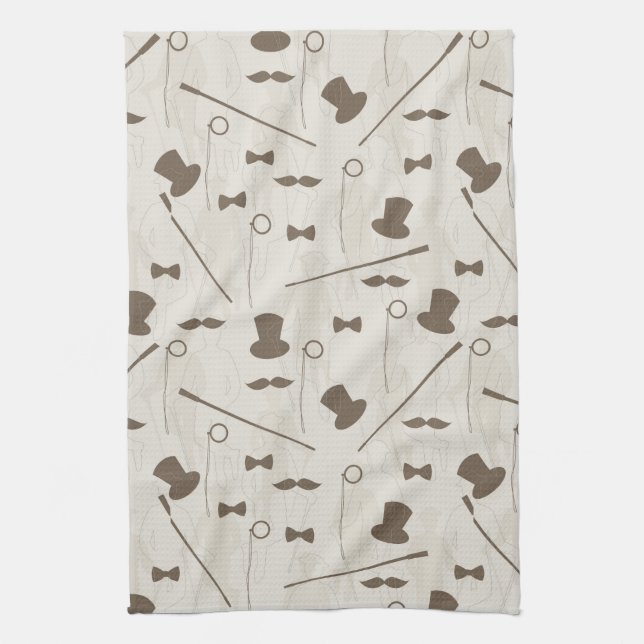 Retro pattern for man 2 tea towel (Vertical)