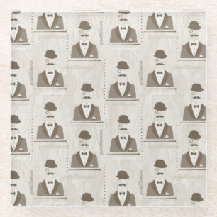 Retro pattern for man glass coaster