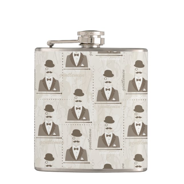 Retro pattern for man hip flask (Front)