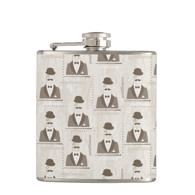 Retro pattern for man hip flask (Front)