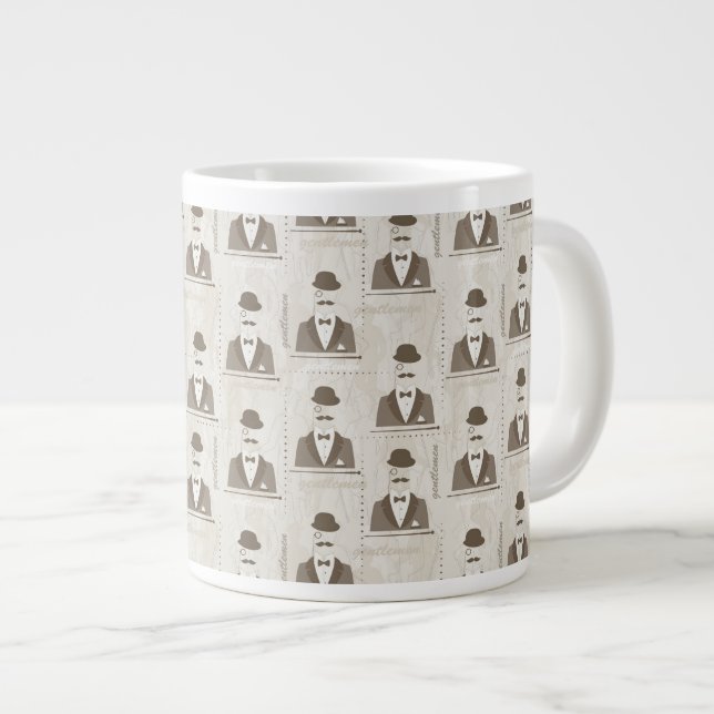Retro pattern for man large coffee mug (Front Right)