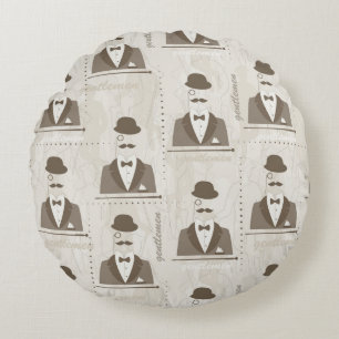 Retro pattern for man round cushion