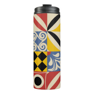Retro pattern from bright simple geometric shapes thermal tumbler