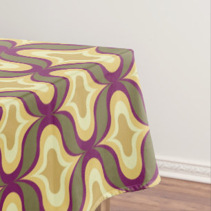 Retro Pattern Green Yellow White Tablecloth