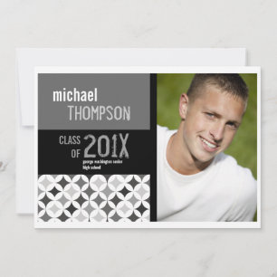 Retro Pattern Guy Graduation Party Announcement