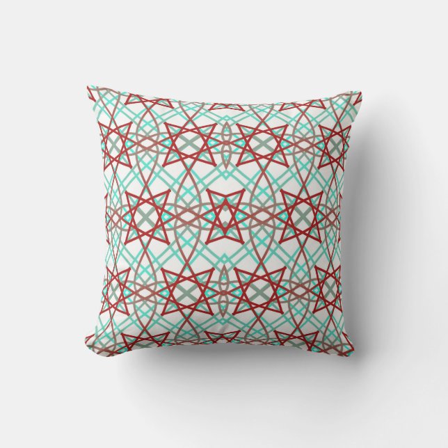 Retro Pattern In Red, White And Turquoise. Cushion (Front)