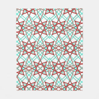 Retro Pattern In Red, White And Turquoise. Fleece Blanket