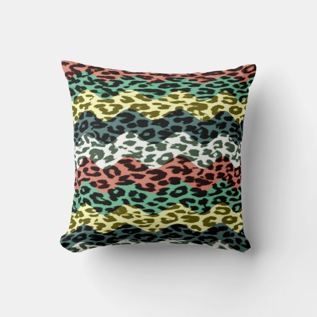 Retro pattern leopard fur abstract cushion (Front)
