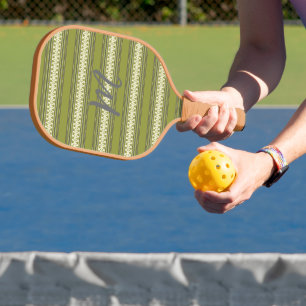 Retro Pattern Monogrammed Pickleball Paddle